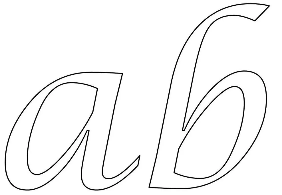Moldes das letras A e B em estilo cursivo para impressão e uso em artesanato