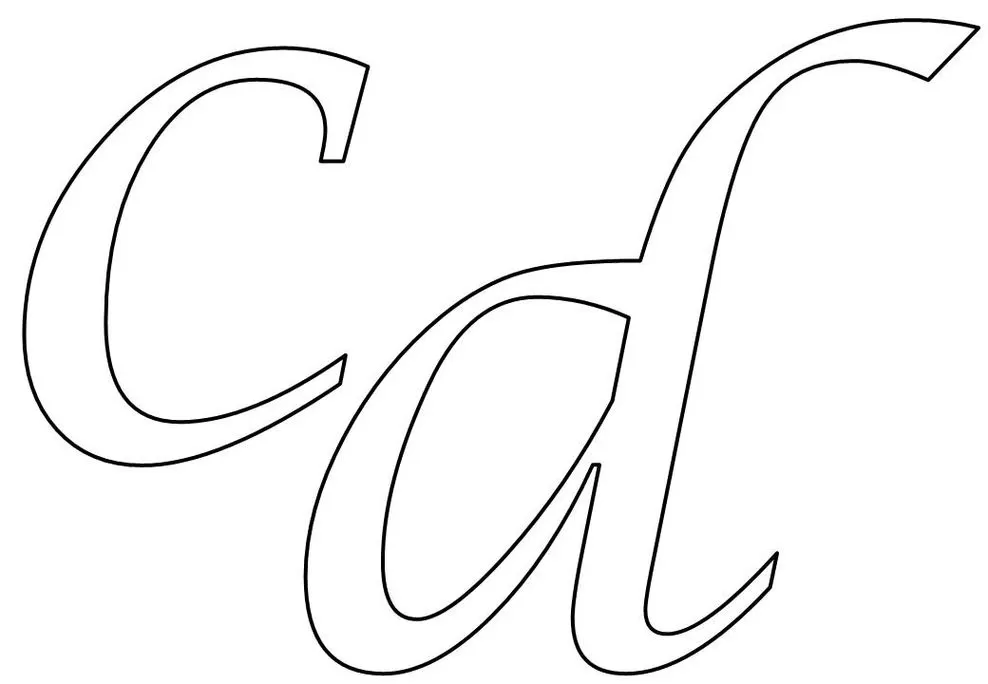 Letras C e D em estilo cursivo para projetos artísticos