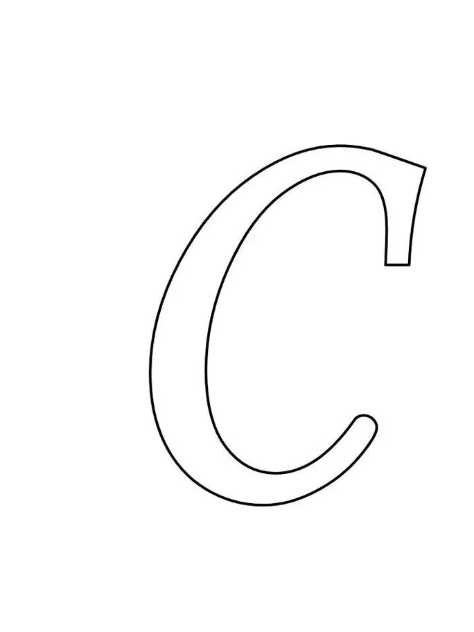 Letra C maiúscula elegante para imprimir como molde.