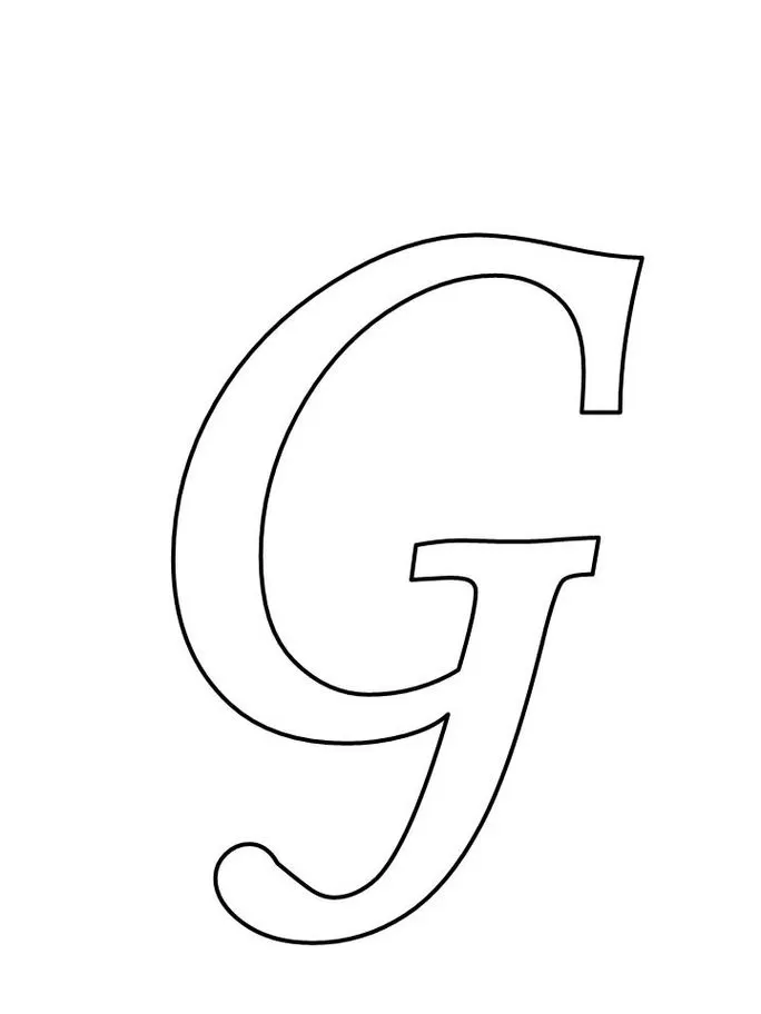Molde da letra G maiúscula para impressão: design elegante e curvo.
