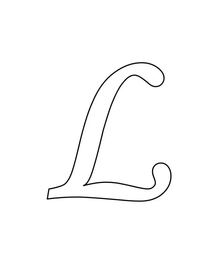 Letra L cursiva: Molde artístico para imprimir
