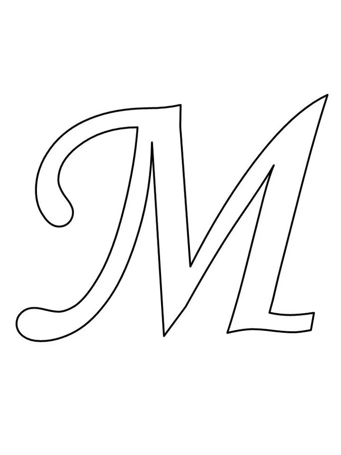 Letra M cursiva para imprimir e colorir