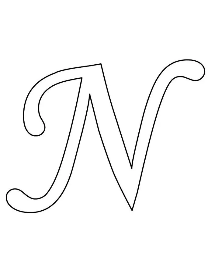 Letra N cursiva para imprimir: Molde de alfabeto elegante