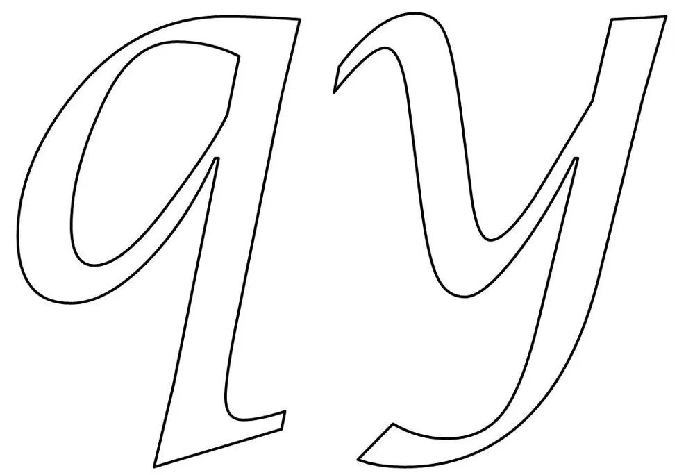 Molde das letras Q e Y em estilo cursivo para impressão