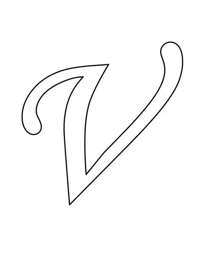 Letra V cursiva para impressão: design artístico e elegante.
