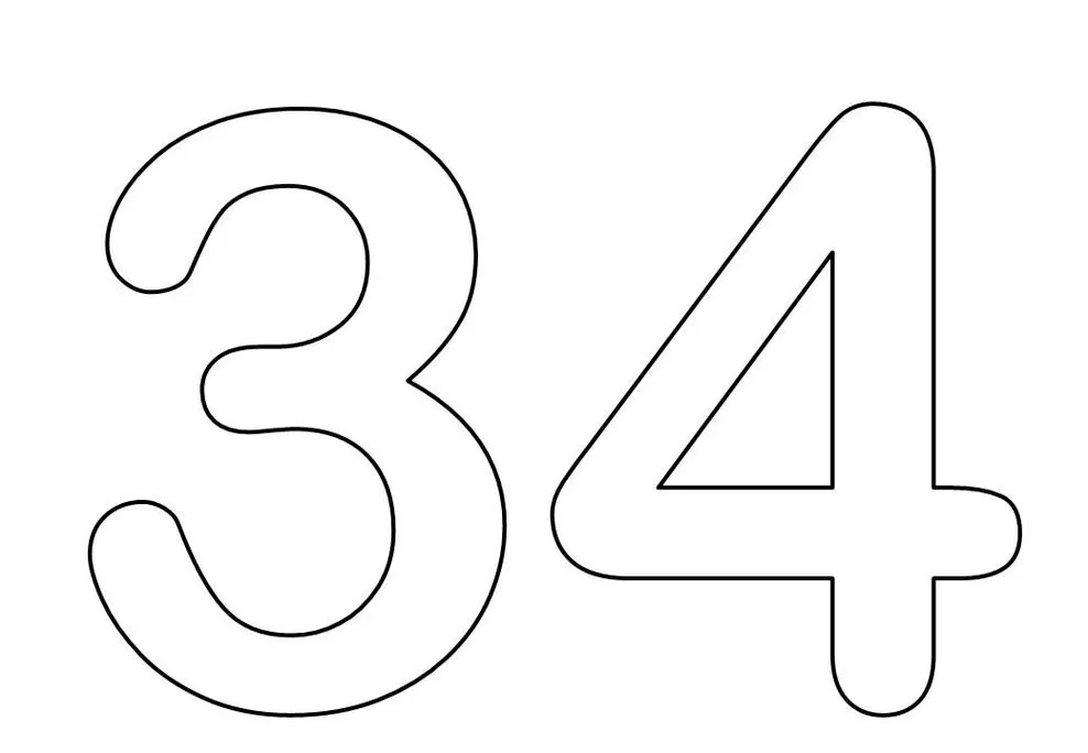 Molde recortável dos números 3 e 4 para atividades manuais.
