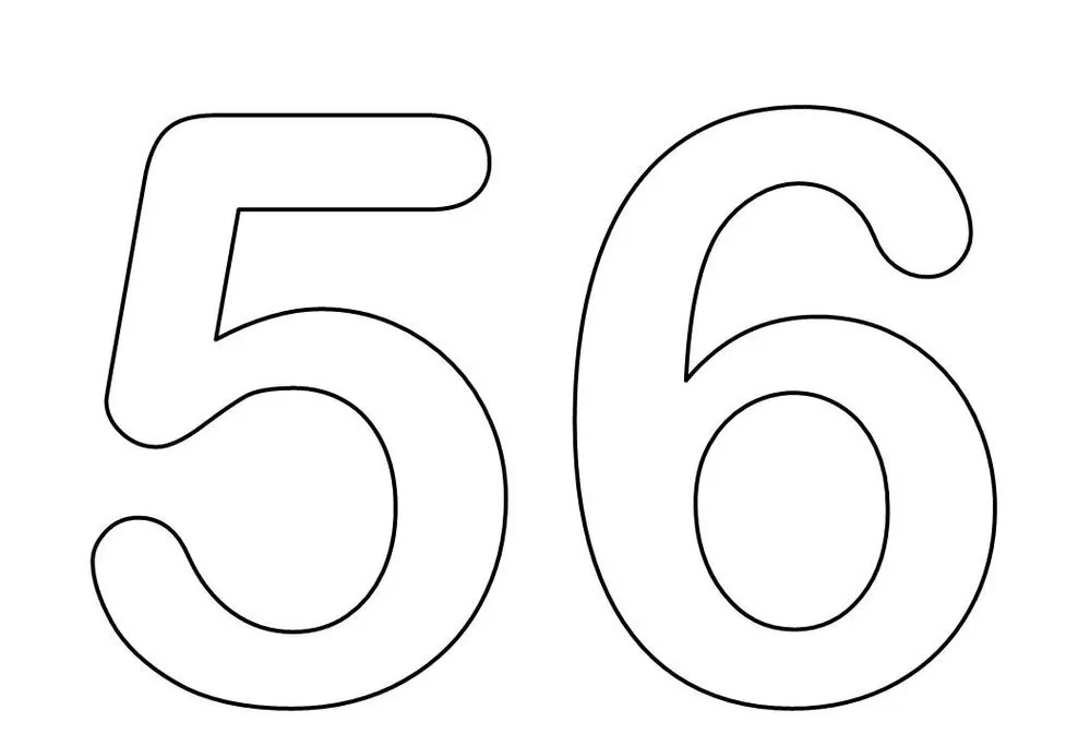 Molde de Números para imprimir 5 e 6 Silhuetas dos números 5 e 6 para recortar e usar como molde.
