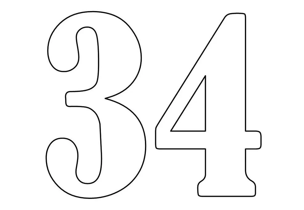Números para imprimir 3 e 4 Algarismos 3 e 4 para imprimir, com design distinto e visualização clara.