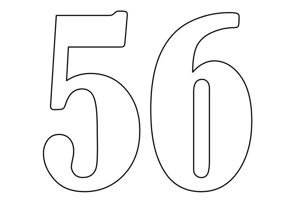 Algarismos 5 e 6 para colorir. Desenho dos números cinco e seis.