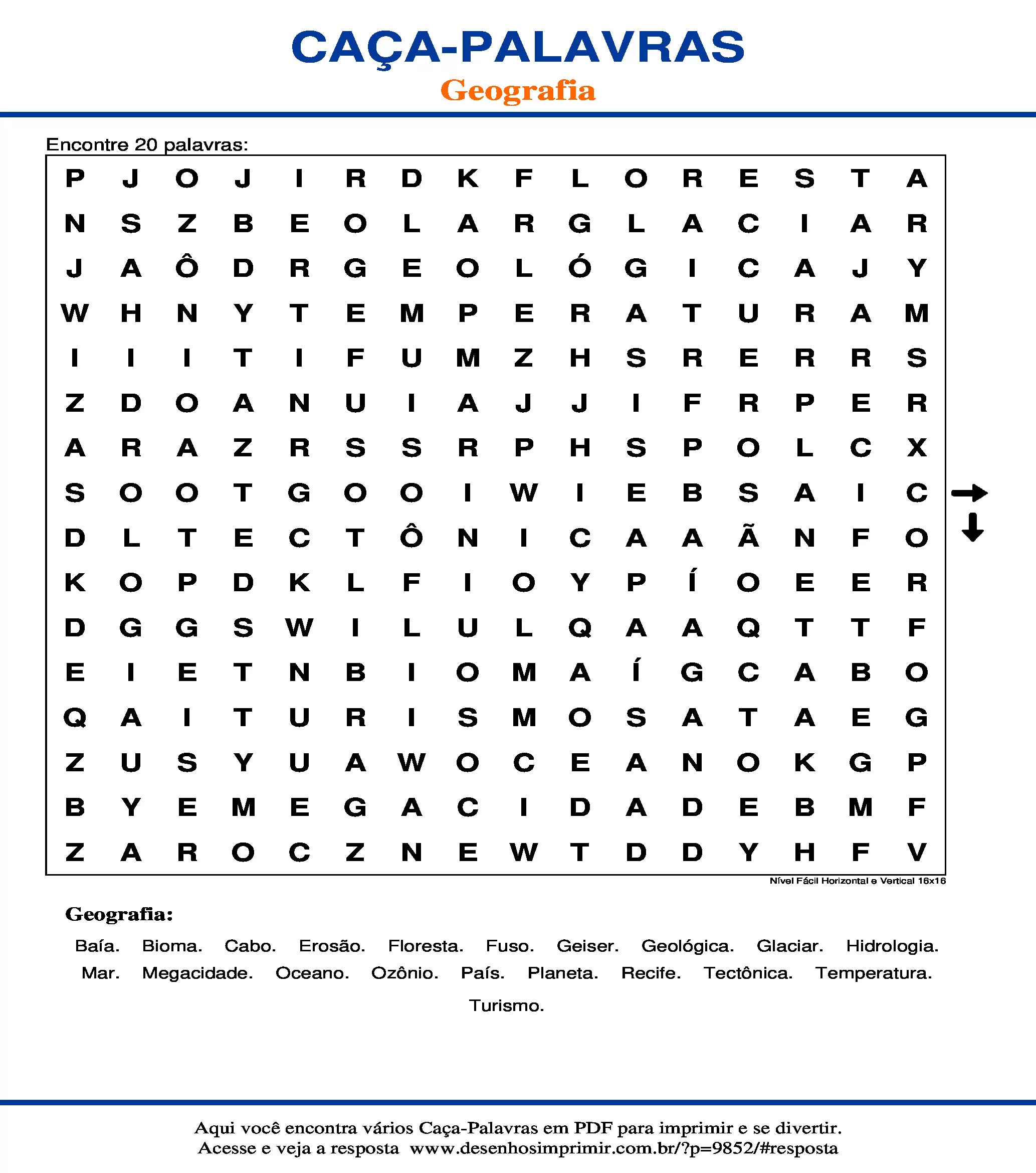 Caça Palavras Geografia para imprimir - Desenhos Imprimir