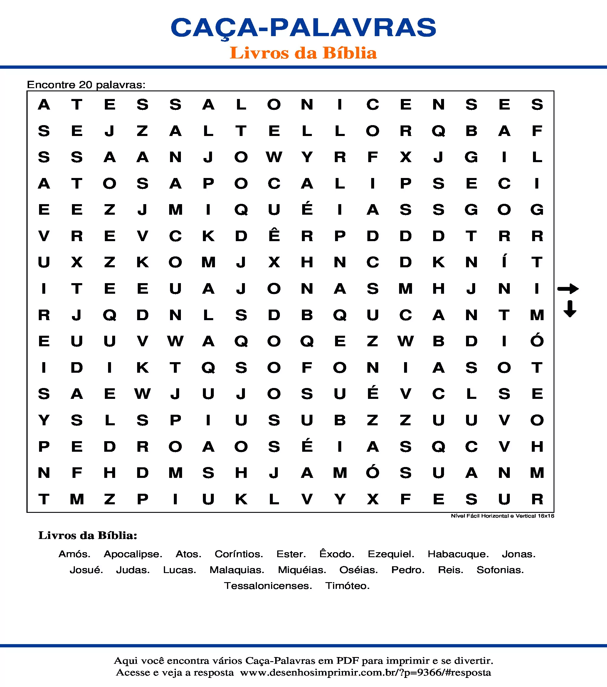 Caça Palavras Livros da Bíblia para imprimir - Desenhos Imprimir