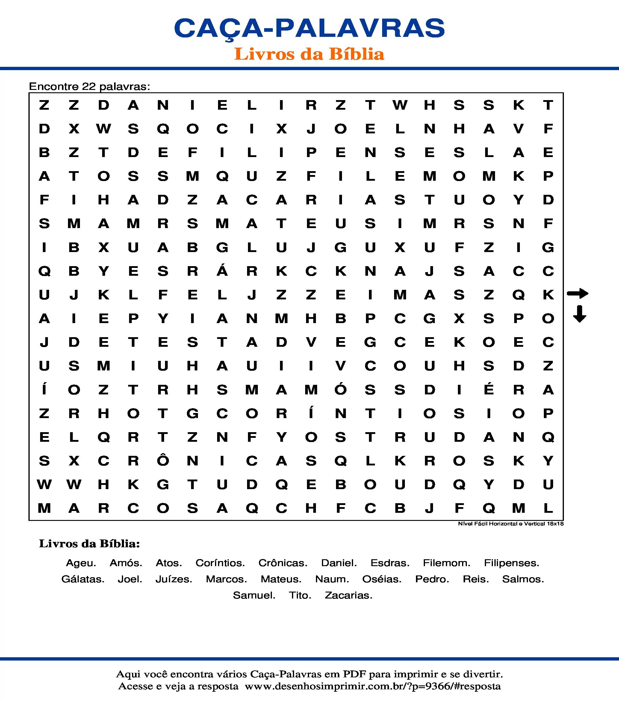 Caça Palavras Livros da Bíblia para imprimir - Desenhos Imprimir