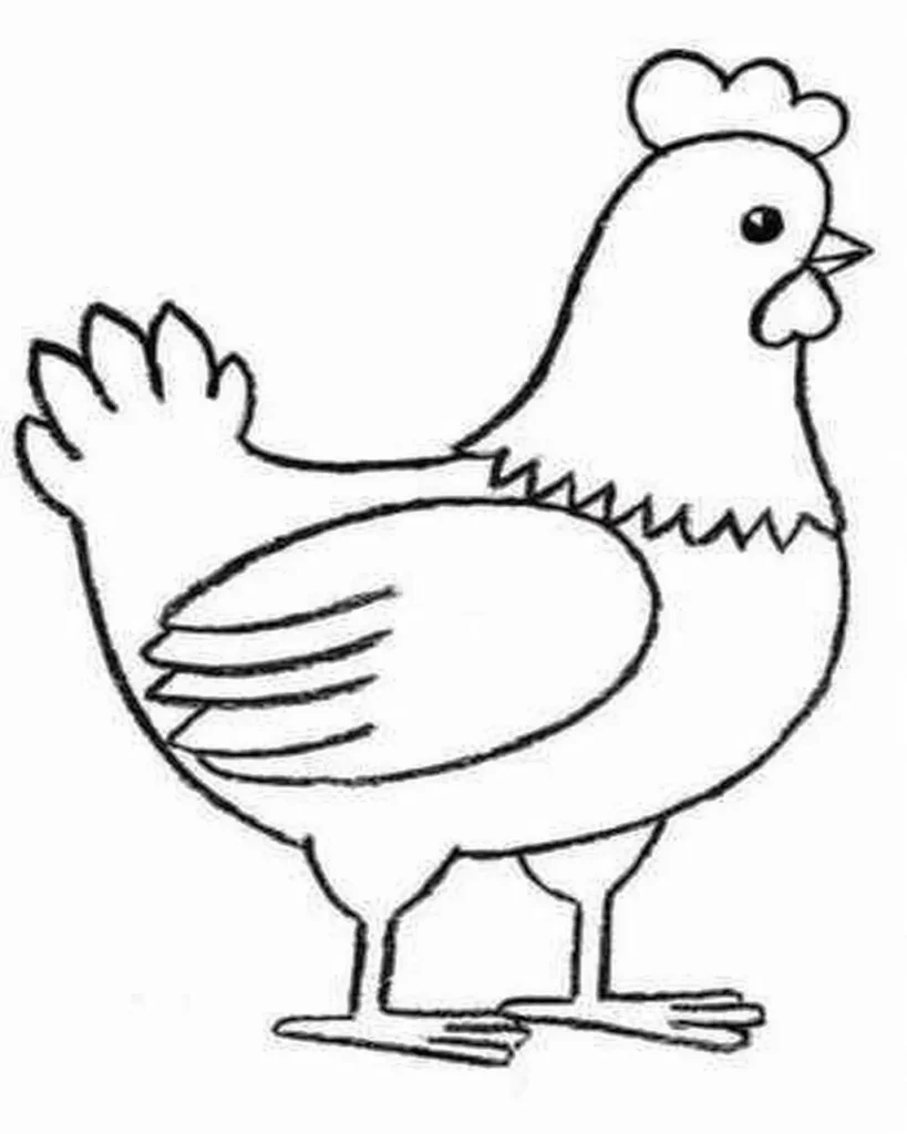 Desenho de um galo para colorir: atividade divertida com animais para crianças.