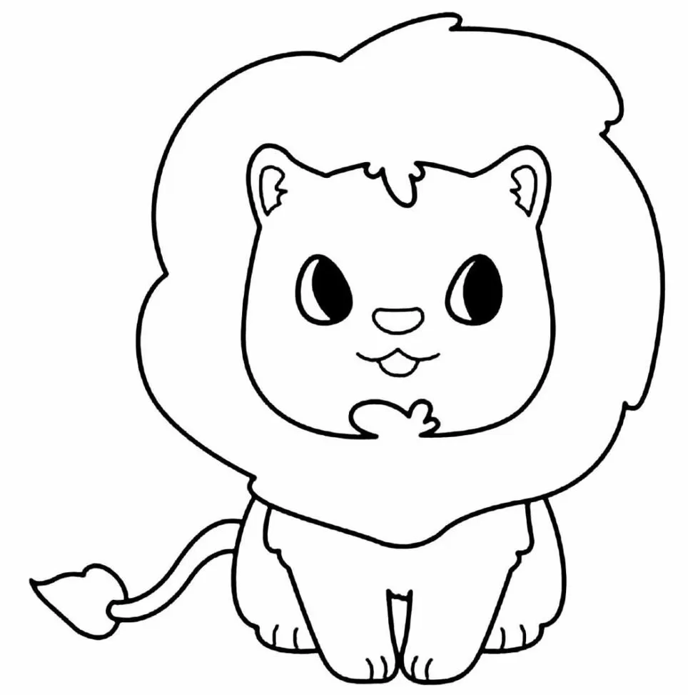 Leãozinho fofo com juba macia, ideal para atividades de colorir e estimular a criatividade.