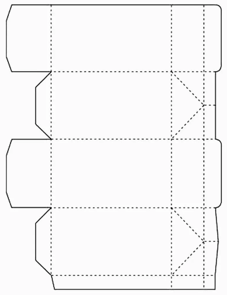 Molde de caixa alta para impressão: diagrama para montagem de embalagem