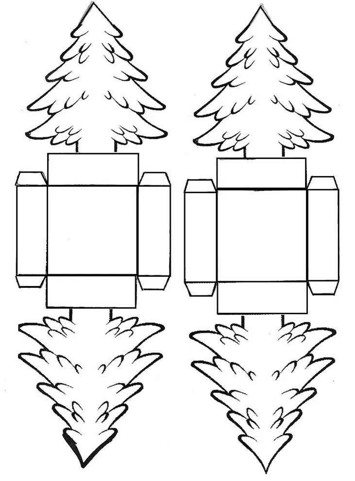Molde para Caixa Árvore de Natal: Desenho para Montar Embalagem Festiva