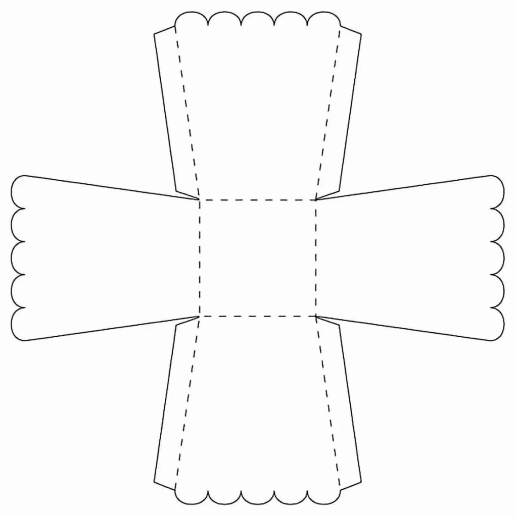 Molde de caixinha de pipoca para imprimir e montar.