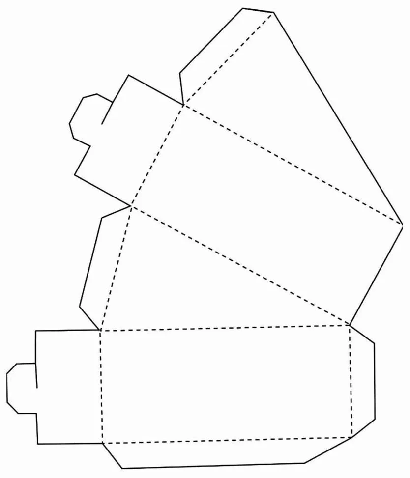 Molde para caixinha triangular: diagrama para imprimir e montar.