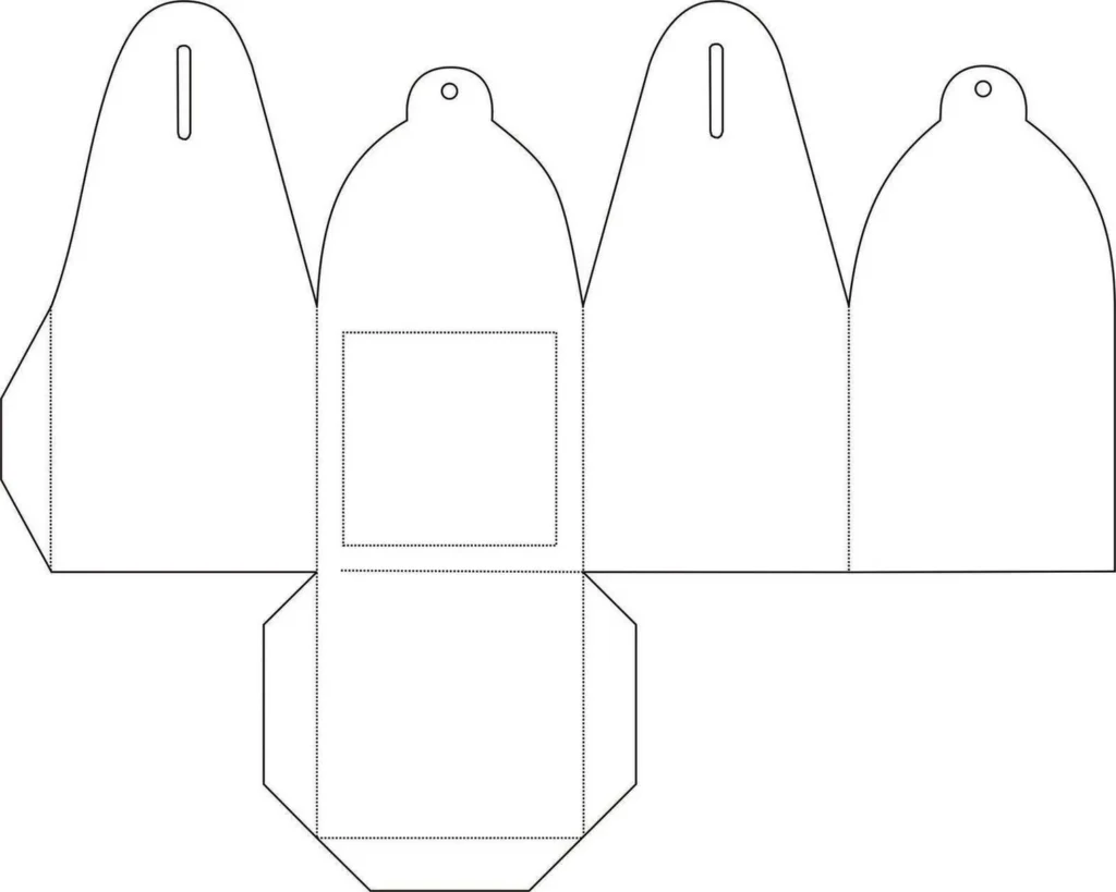 Molde de caixinha para lembrancinha de aniversário pronto para imprimir. Design festivo com abas diferenciadas e base dobrável.
