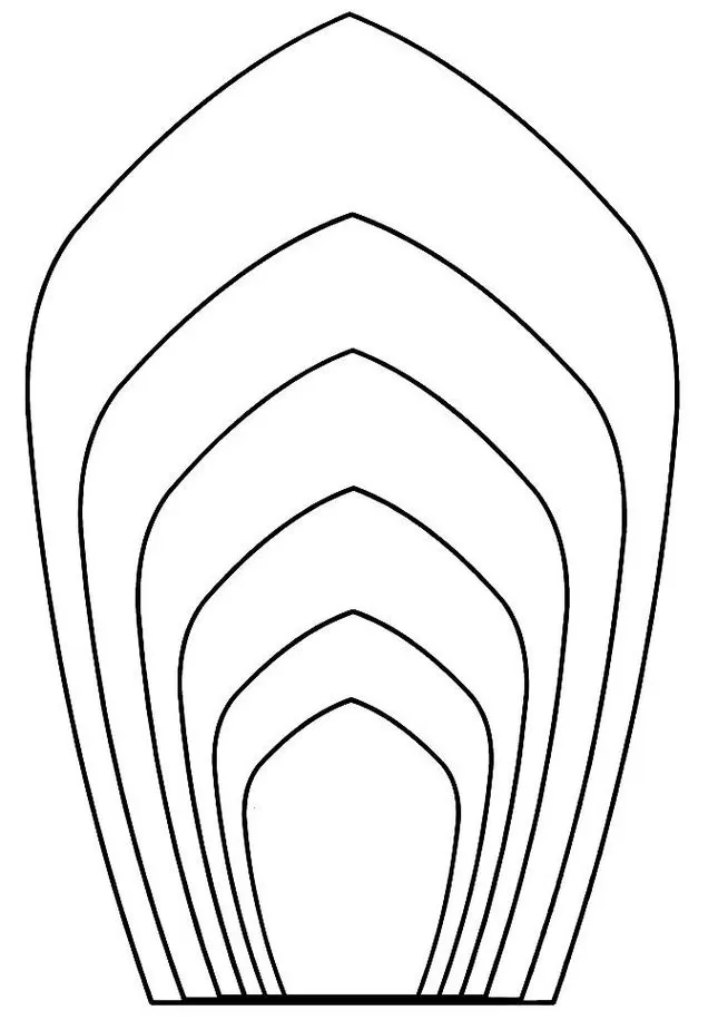 Molde de flor gigante com 6 pétalas para impressão. Design de pétalas sobrepostas em camadas concêntricas.