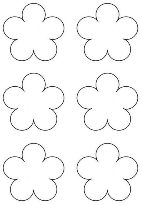 Moldes de forminhas de doces com design floral de 5 pétalas, prontos para impressão.