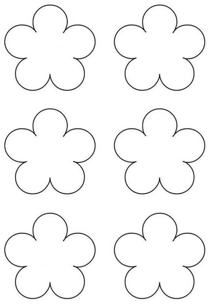 Moldes de forminhas de doces com design floral de 5 pétalas, prontos para impressão.