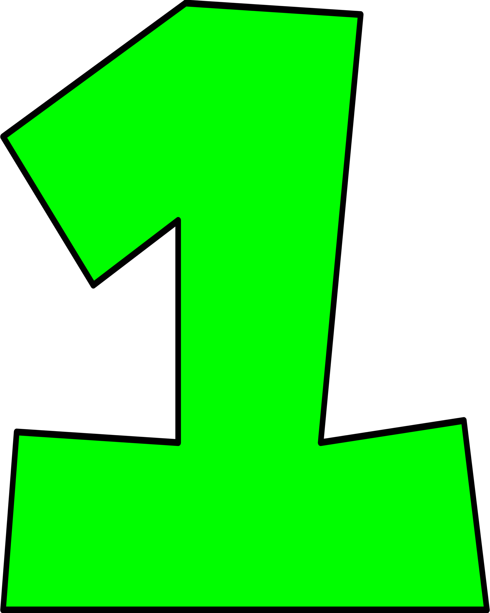 Moldes de Letras do Super Mario 1 Verde Número 1 verde estilo Super Mario. Design vibrante em fundo escuro.