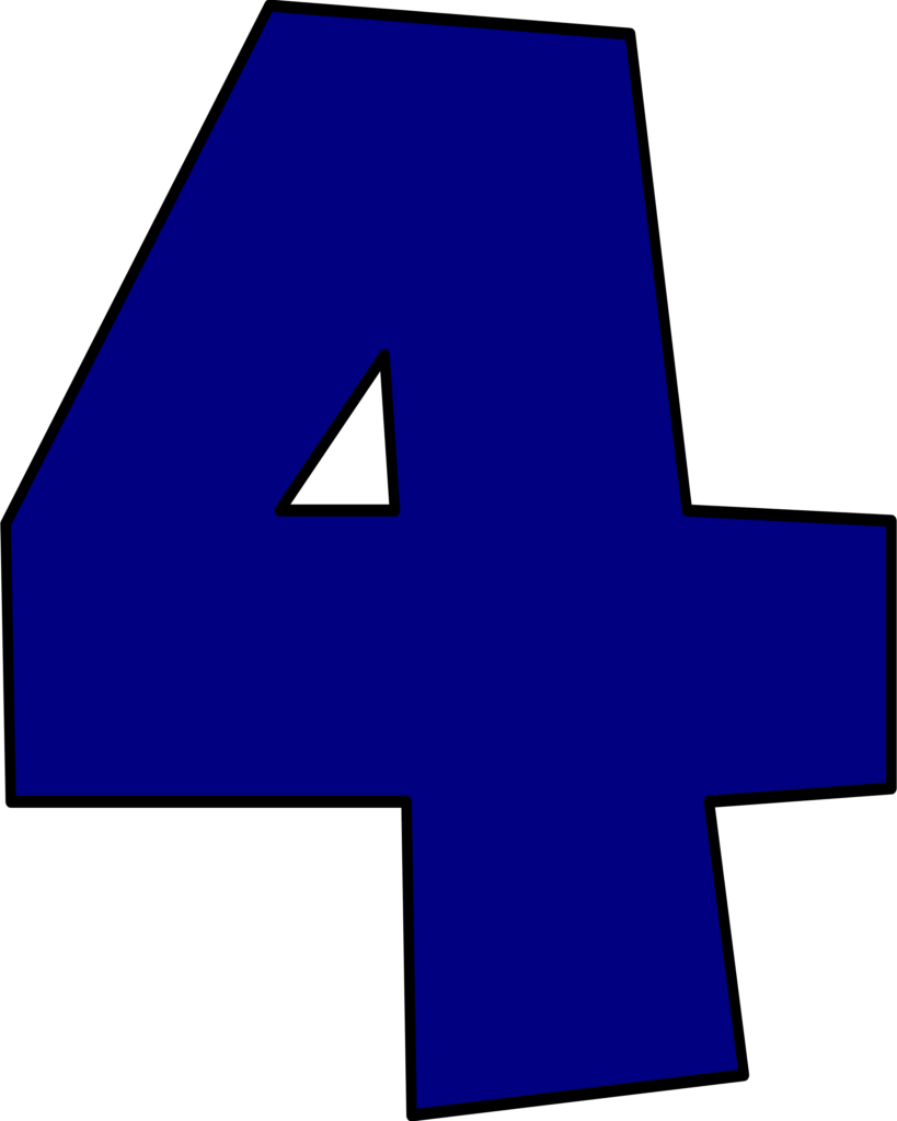 Número 4 azul do Super Mario, design geométrico.