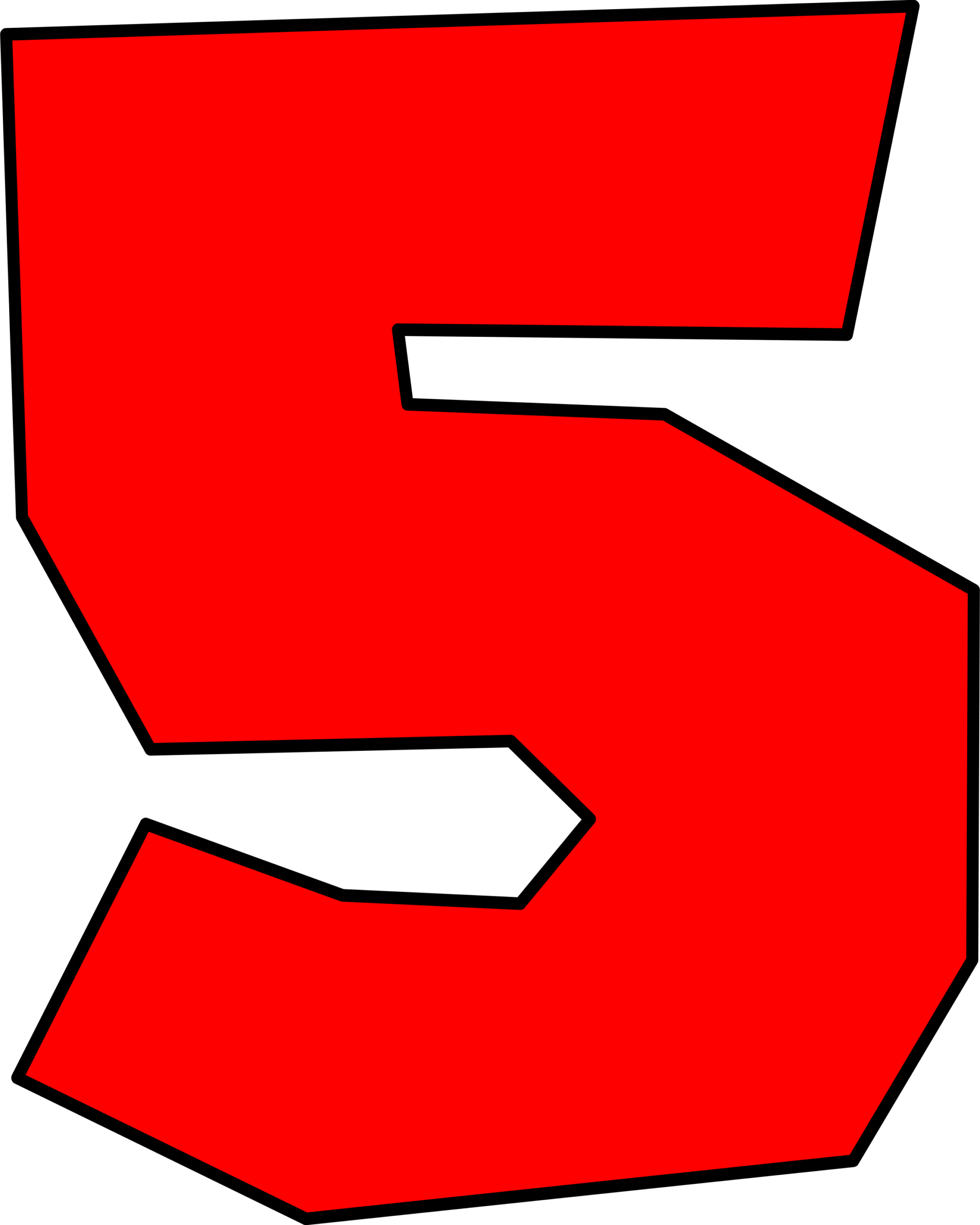 Moldes de Letras do Super Mario 5 Vermelho Número 5 vermelho estilo Super Mario, design anguloso sobre fundo escuro.