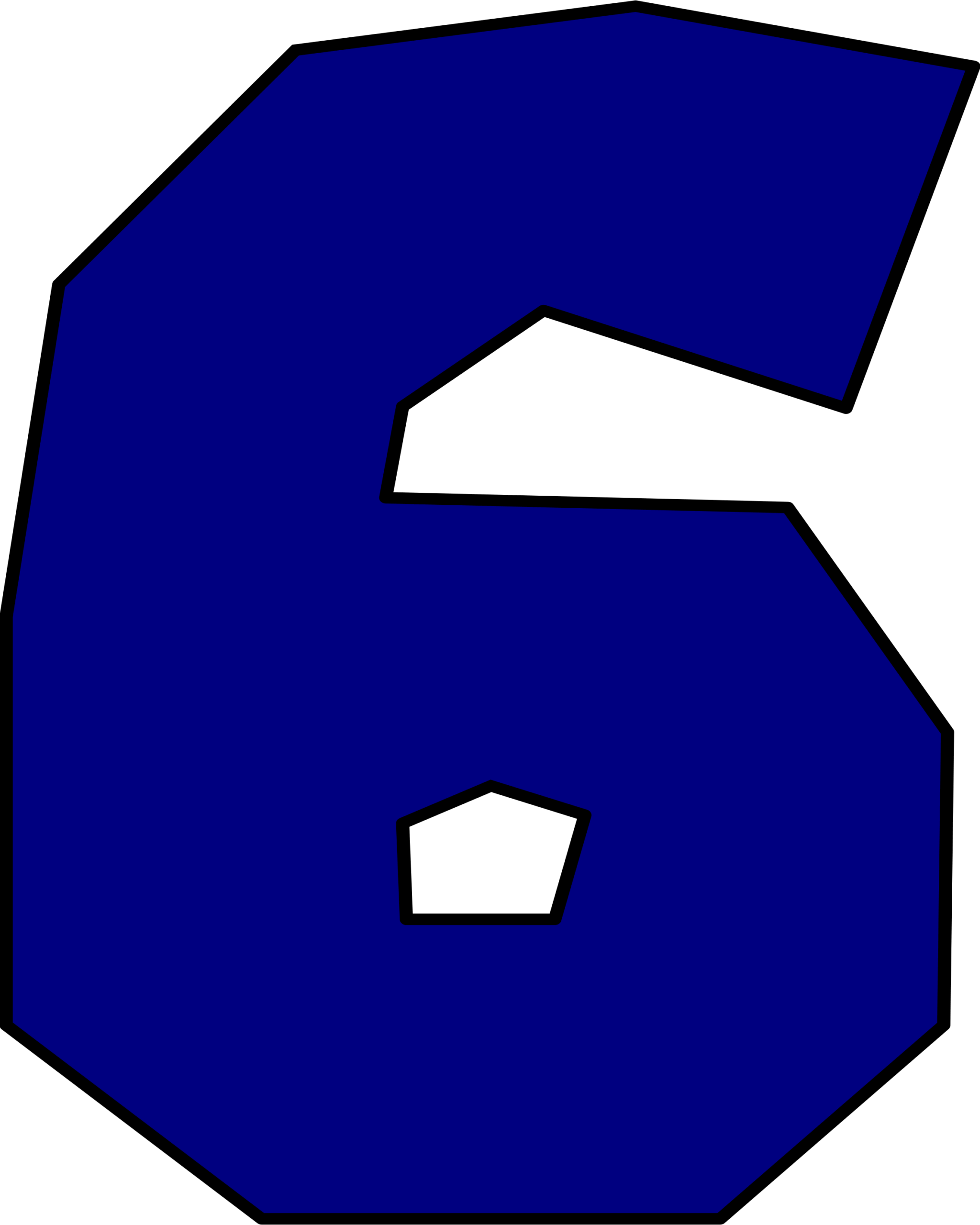 Moldes de Letras do Super Mario 6 Azul Número 6 azul do Super Mario. Recorte digital com design geométrico e bordas angulares.