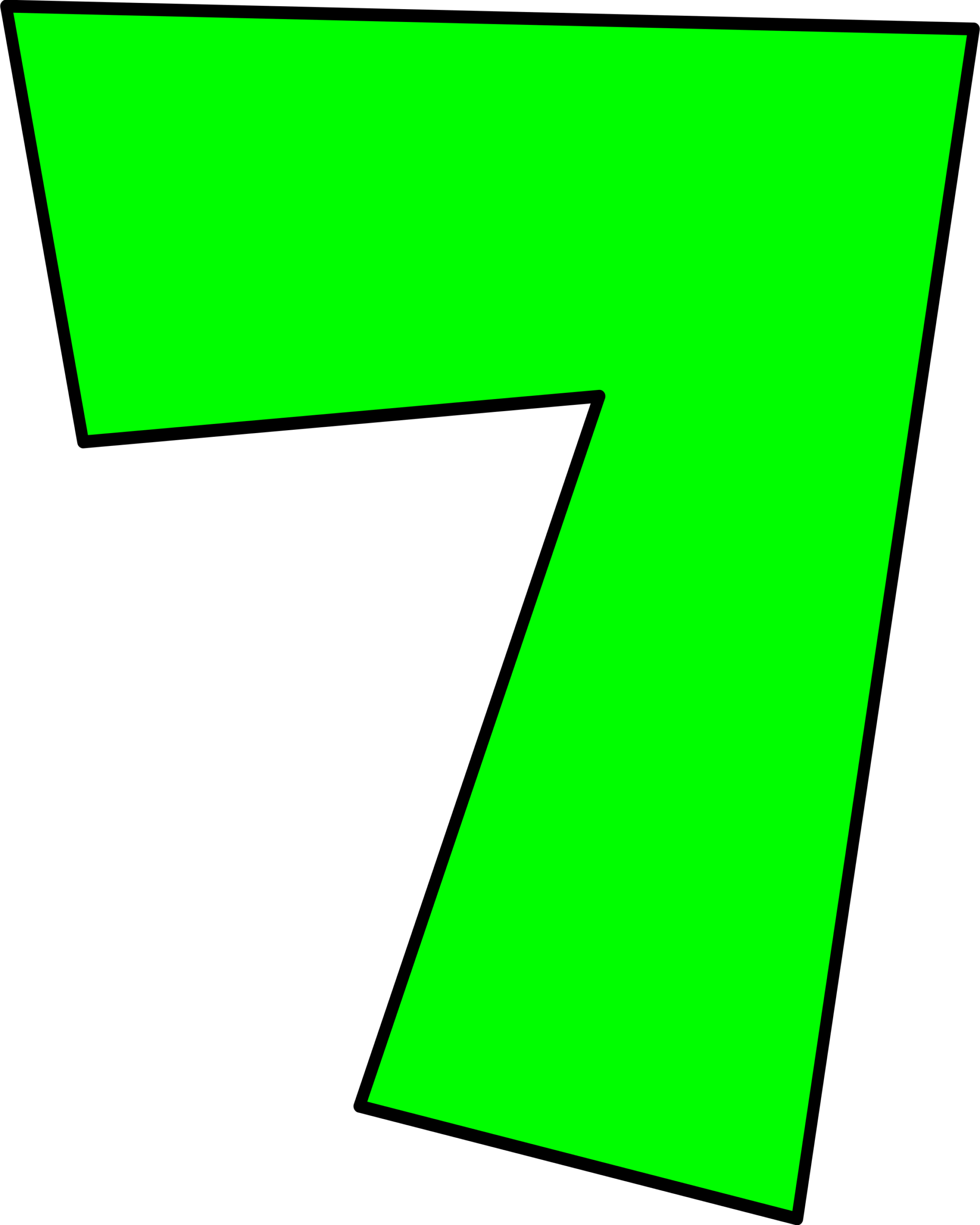 Moldes de Letras do Super Mario 7 Verde Algarismo 7 verde estilo Super Mario em fundo escuro.