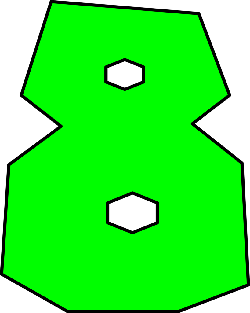 Molde da letra '8' do Super Mario em verde vibrante.