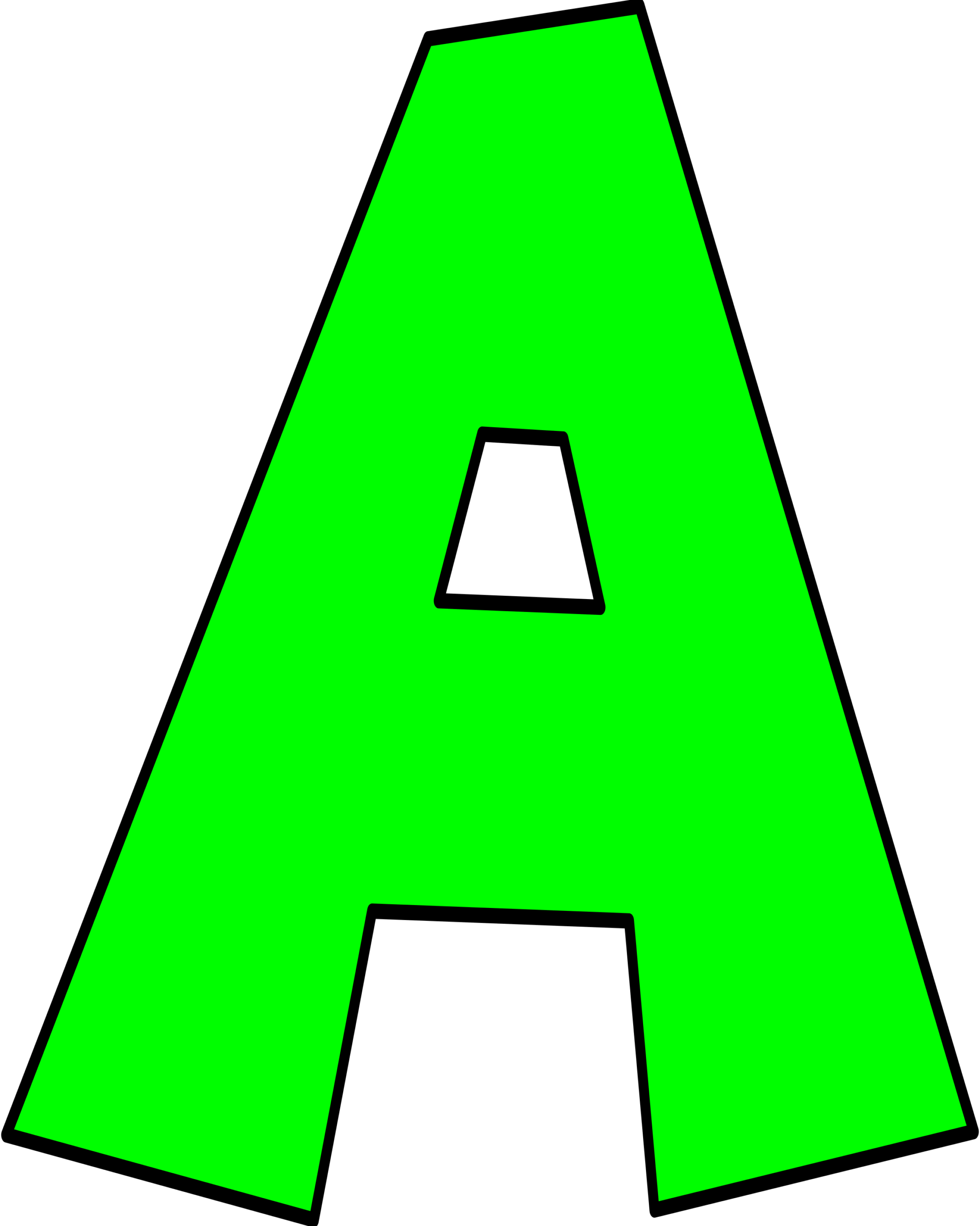 Moldes de Letras do Super Mario A Verde Letra A do Super Mario em verde vibrante sobre fundo escuro