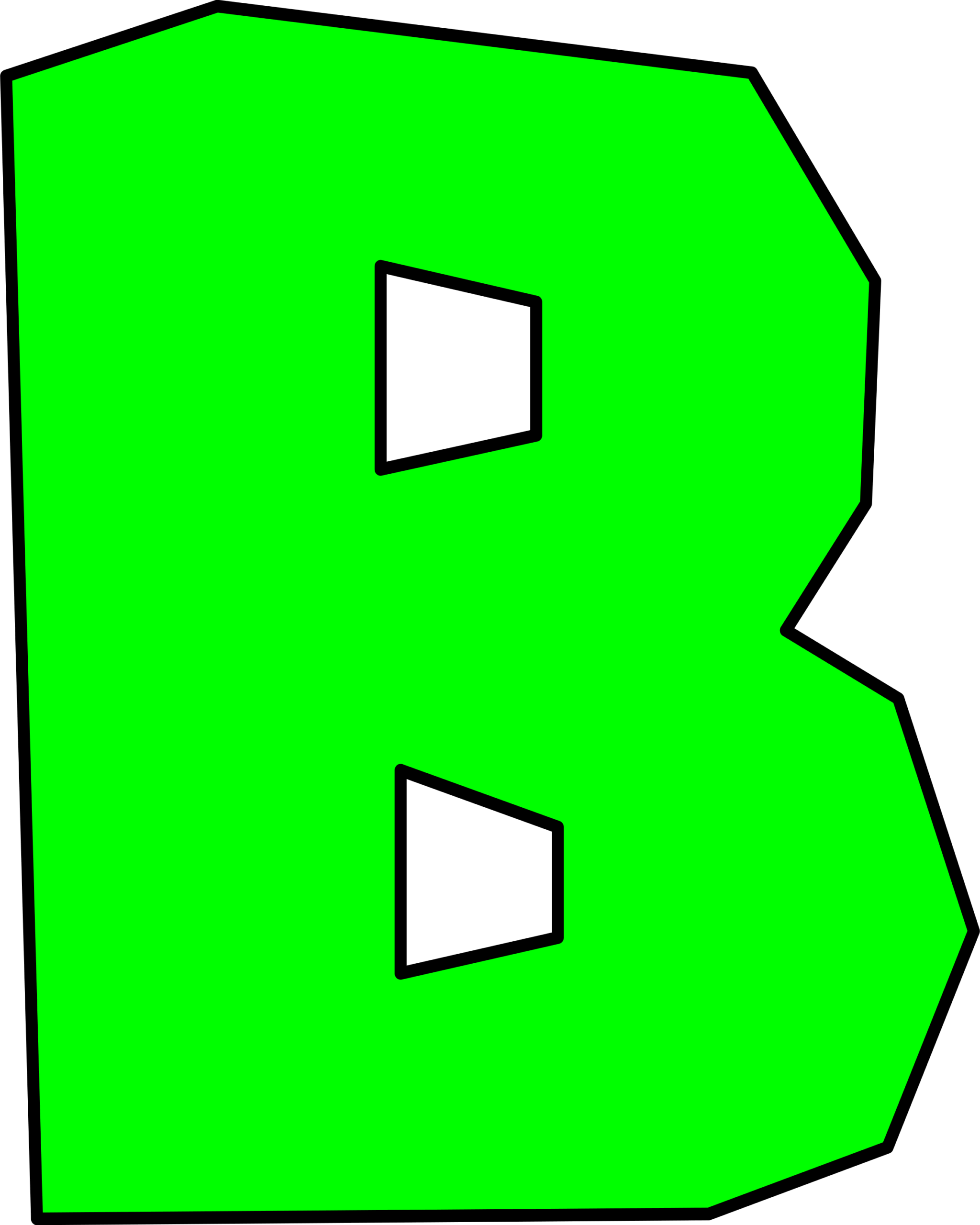 Moldes de Letras do Super Mario B Verde Letra B verde do Super Mario