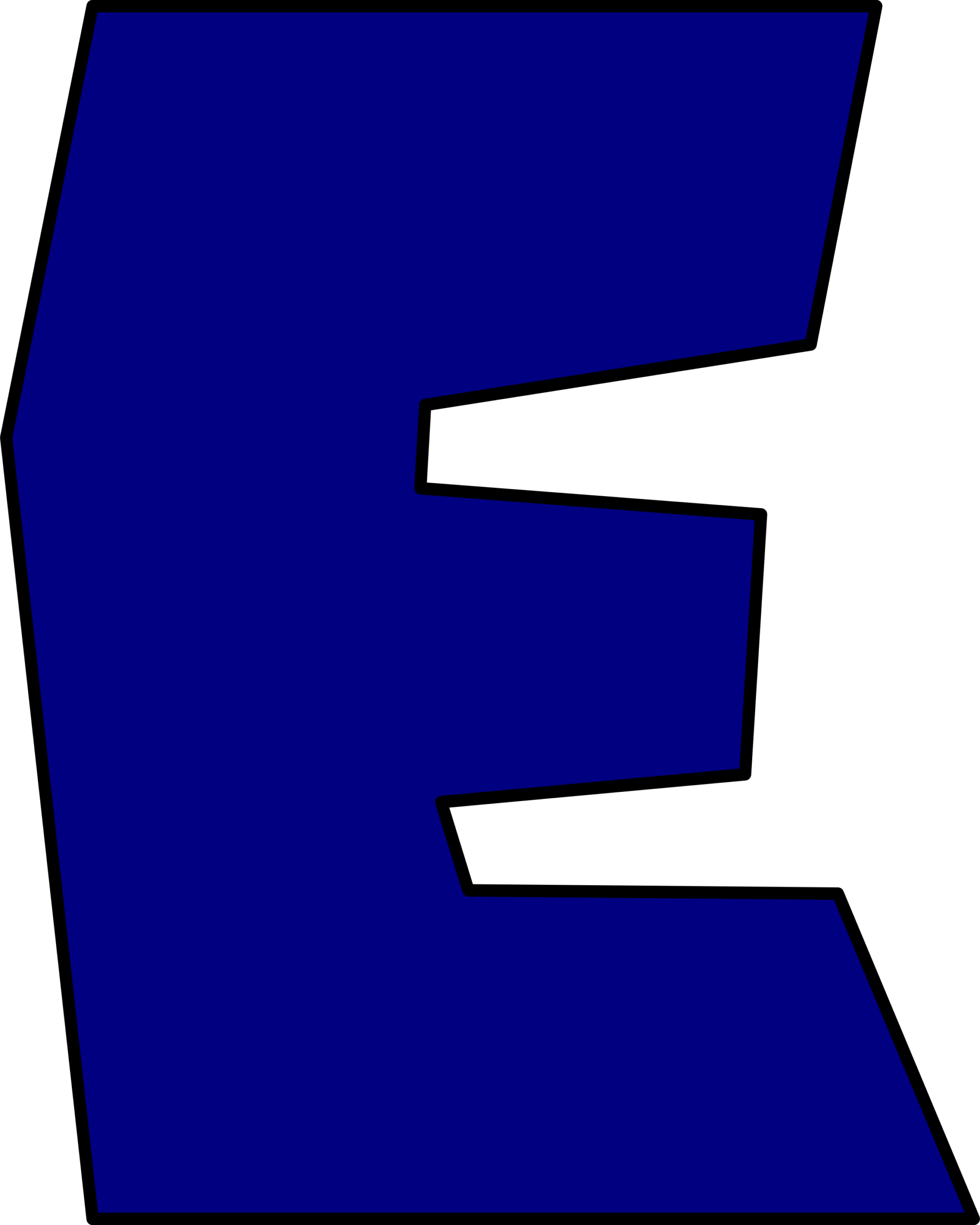 Moldes de Letras do Super Mario E Azul Letra E azul do Super Mario. Design estilizado com fundo escuro.