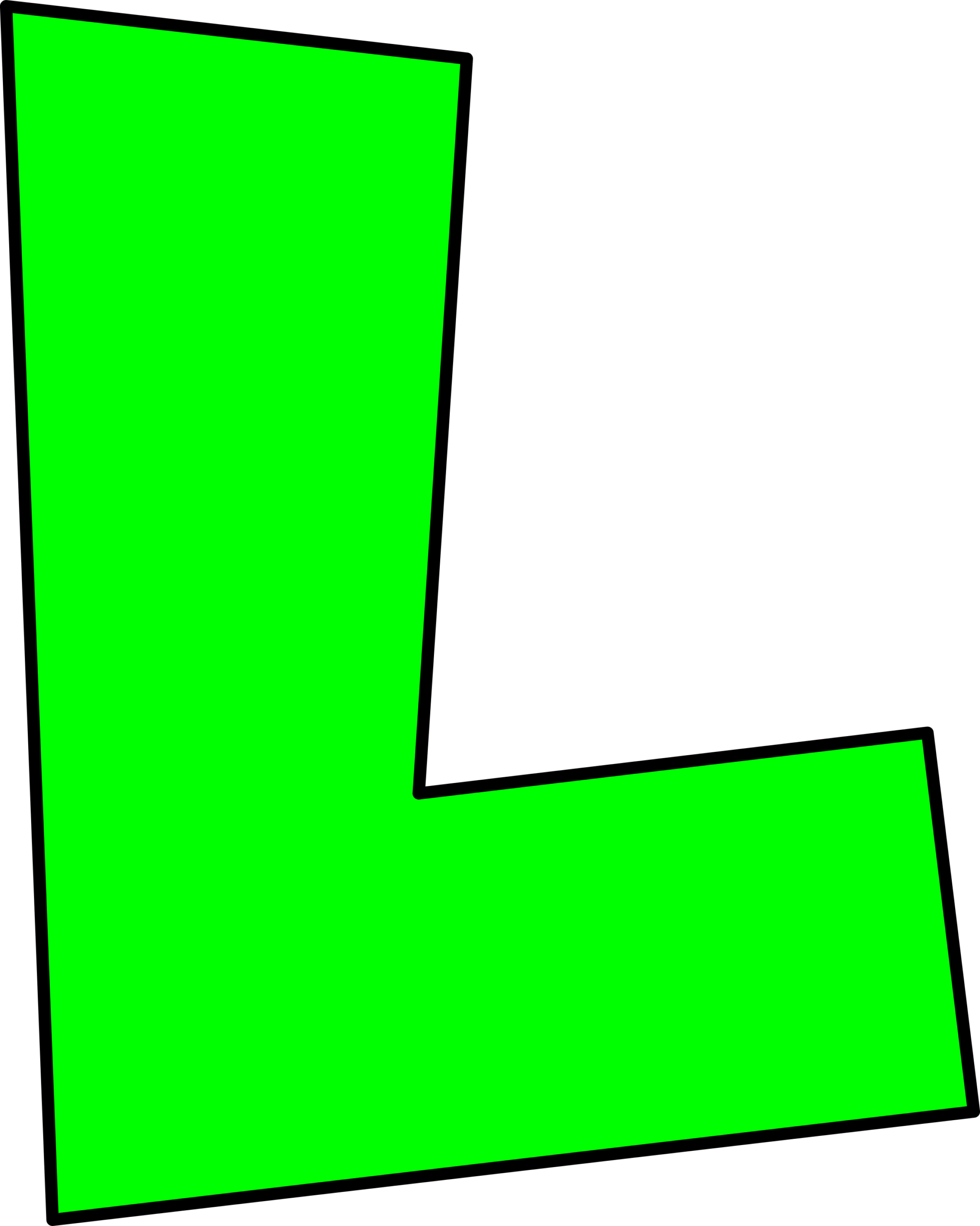 Moldes de Letras do Super Mario L Verde Letra L verde Super Mario em fundo escuro.