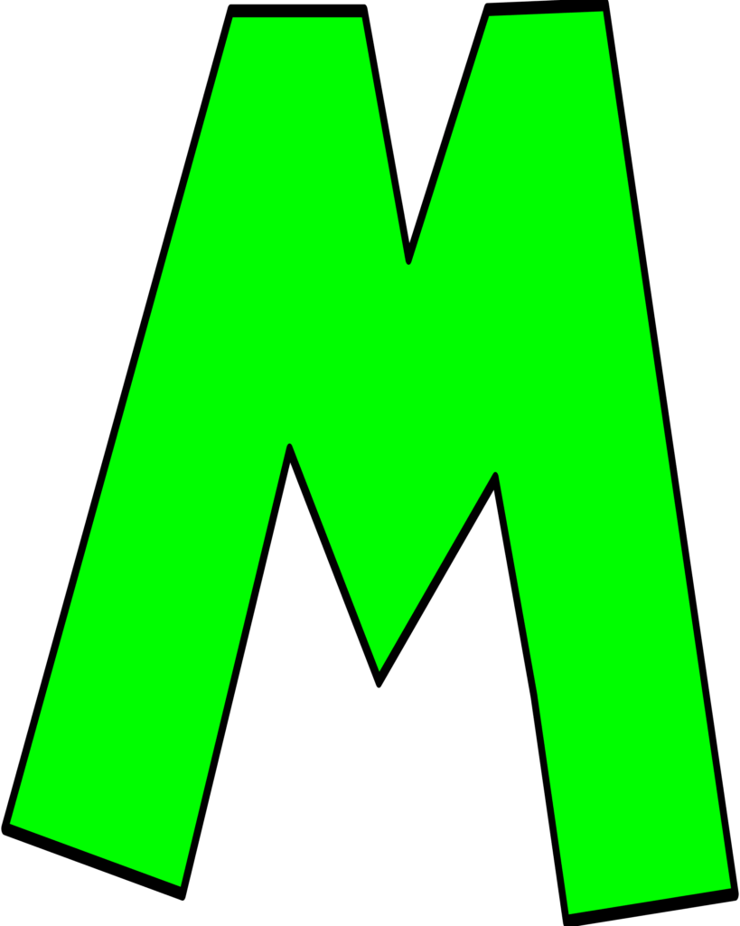 Letra M verde do Super Mario em destaque.