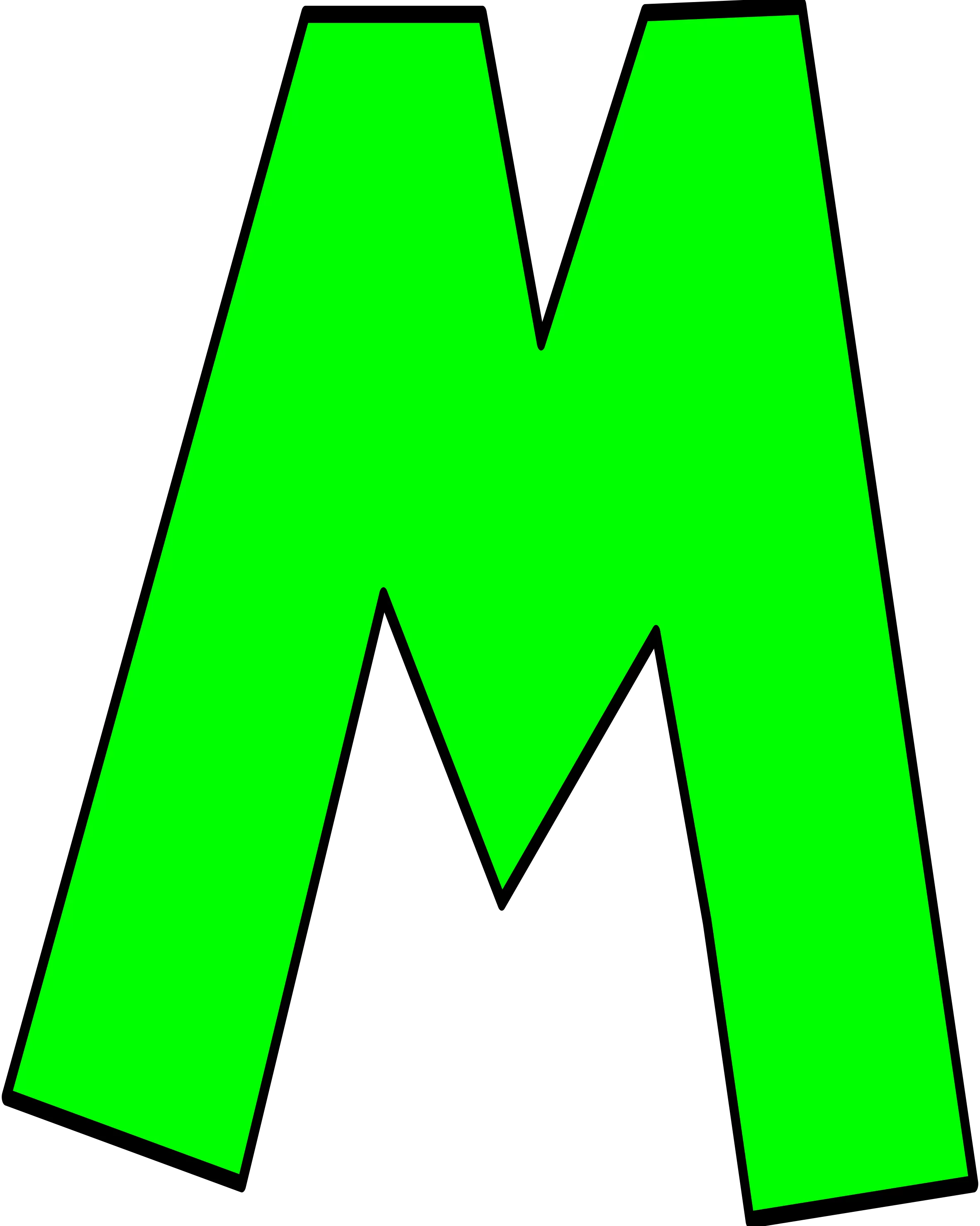 Moldes de Letras do Super Mario M Verde