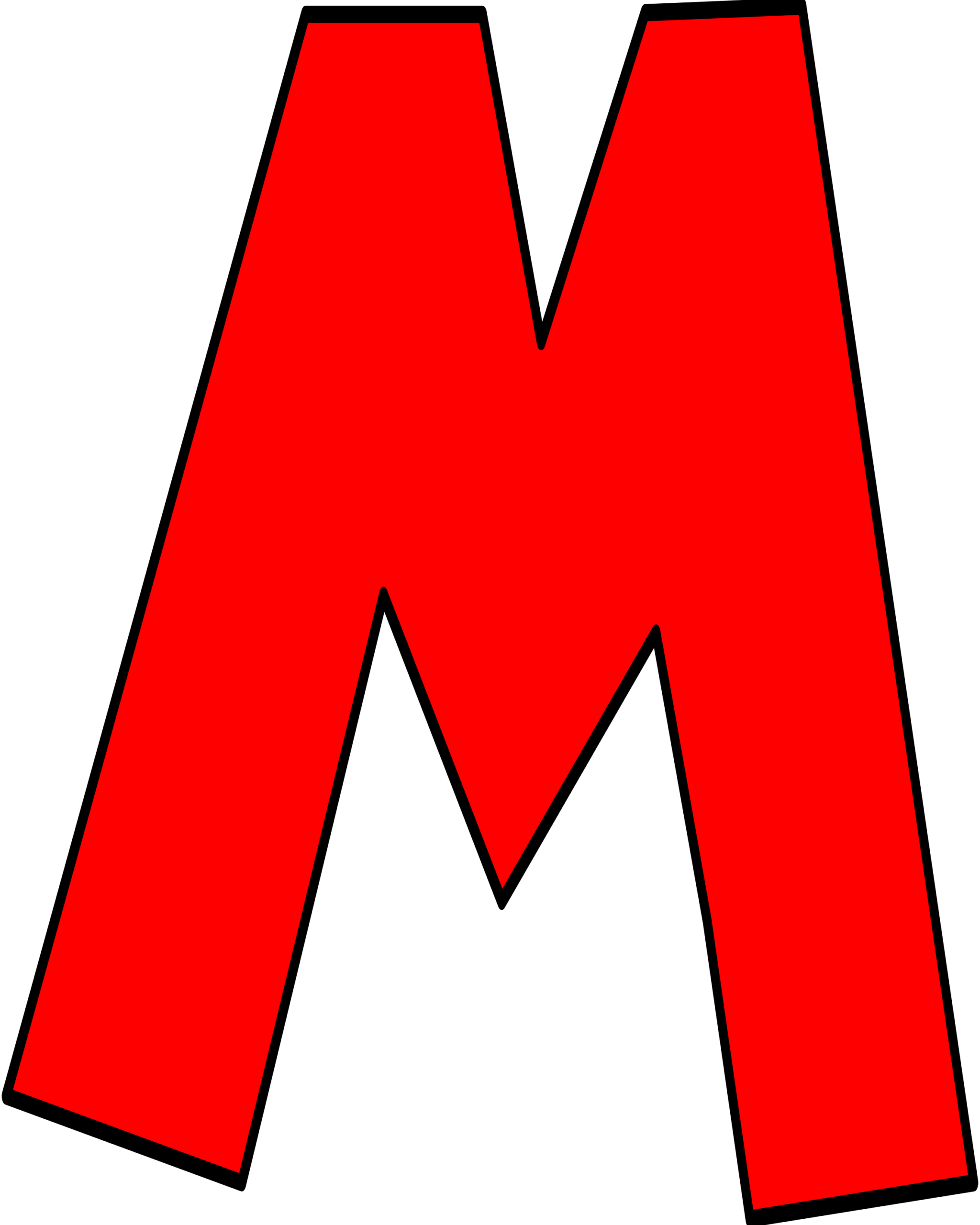Letra M vermelha inspirada no Super Mario