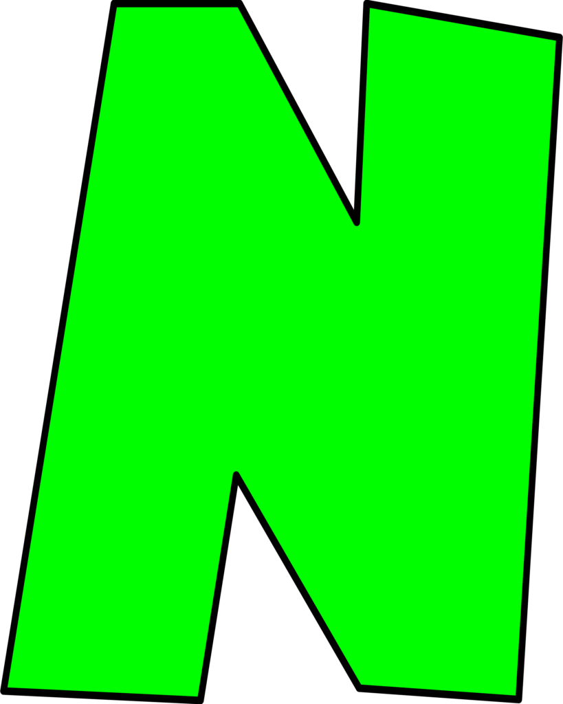 Letra N verde do Super Mario. Design inspirado no jogo com fundo escuro.