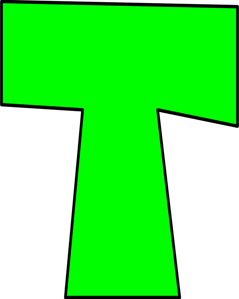 Letra T verde estilizada inspirada no Super Mario