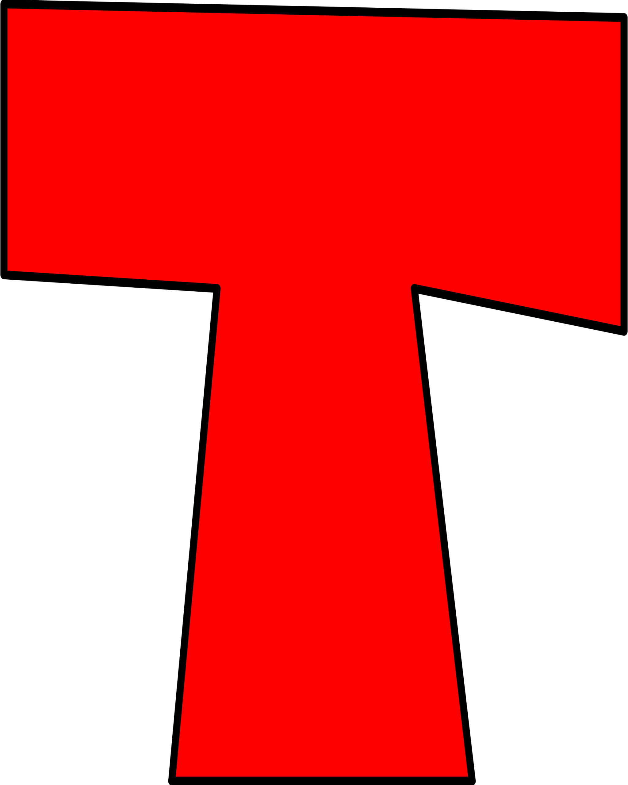 Moldes de Letras do Super Mario T Vermelho Letra T vermelha do Super Mario em molde. Forma estilizada com barra superior larga e haste vertical afilada.