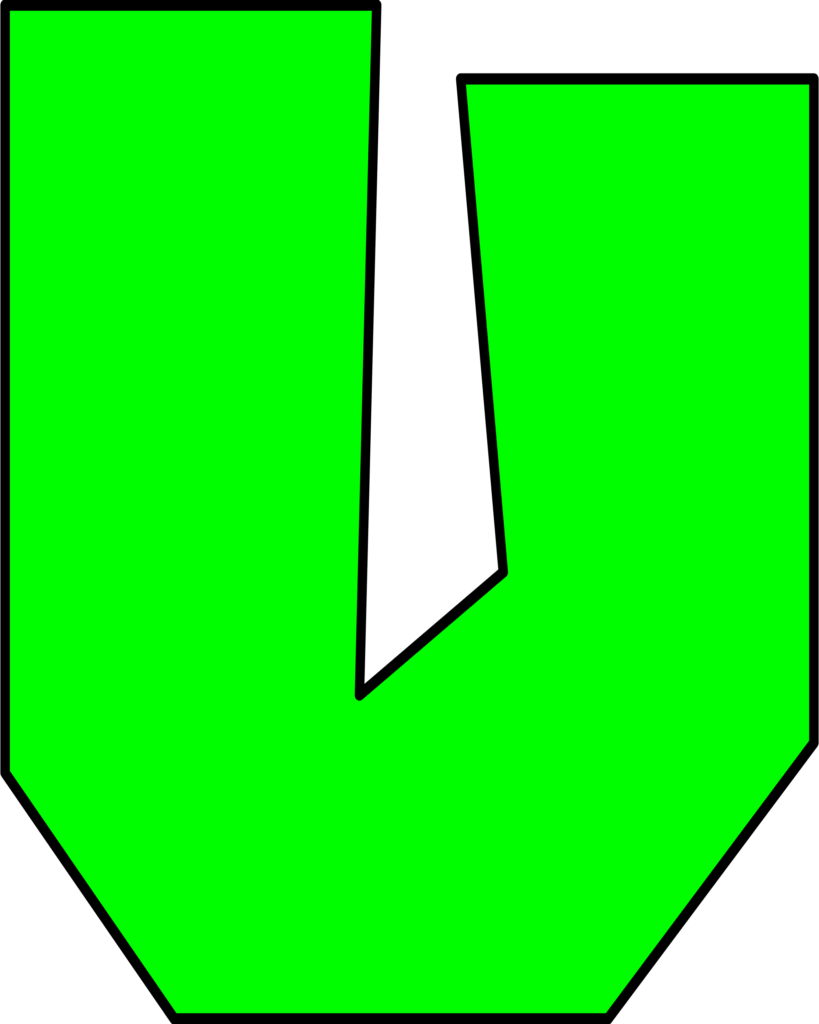 Molde verde da letra 'U' do Super Mario, em bloco estilizado e geométrico.