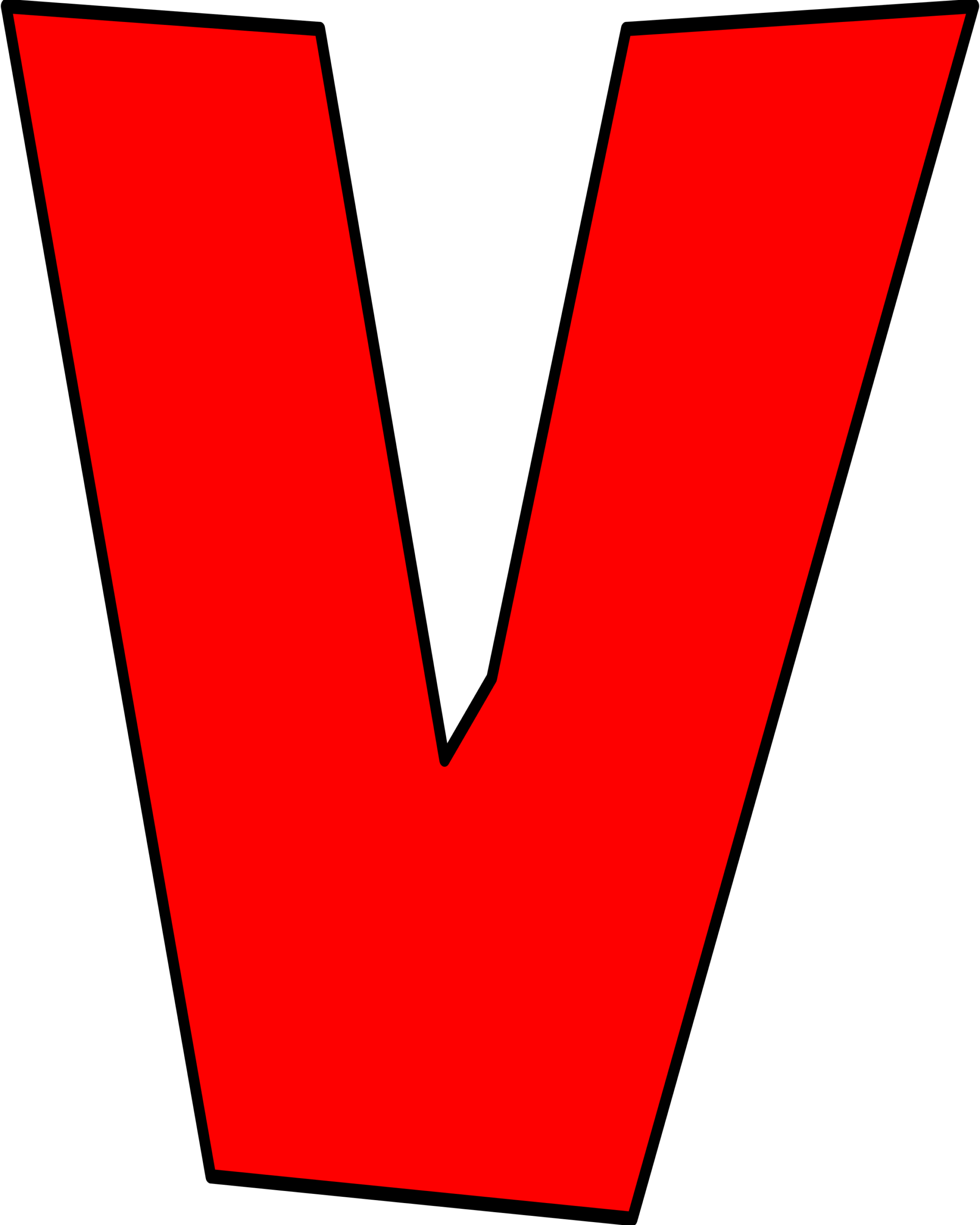 Moldes de Letras do Super Mario V Vermelho Letra V vermelha do Super Mario em molde estilizado.