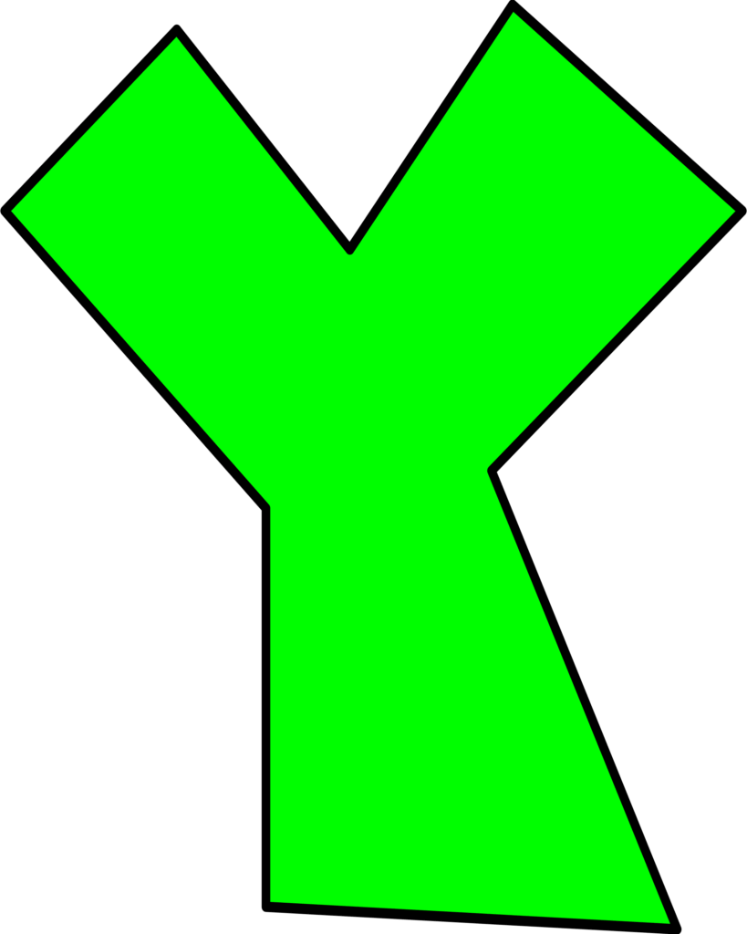 Letra Y verde inspirada no Super Mario. Design vibrante e moderno.