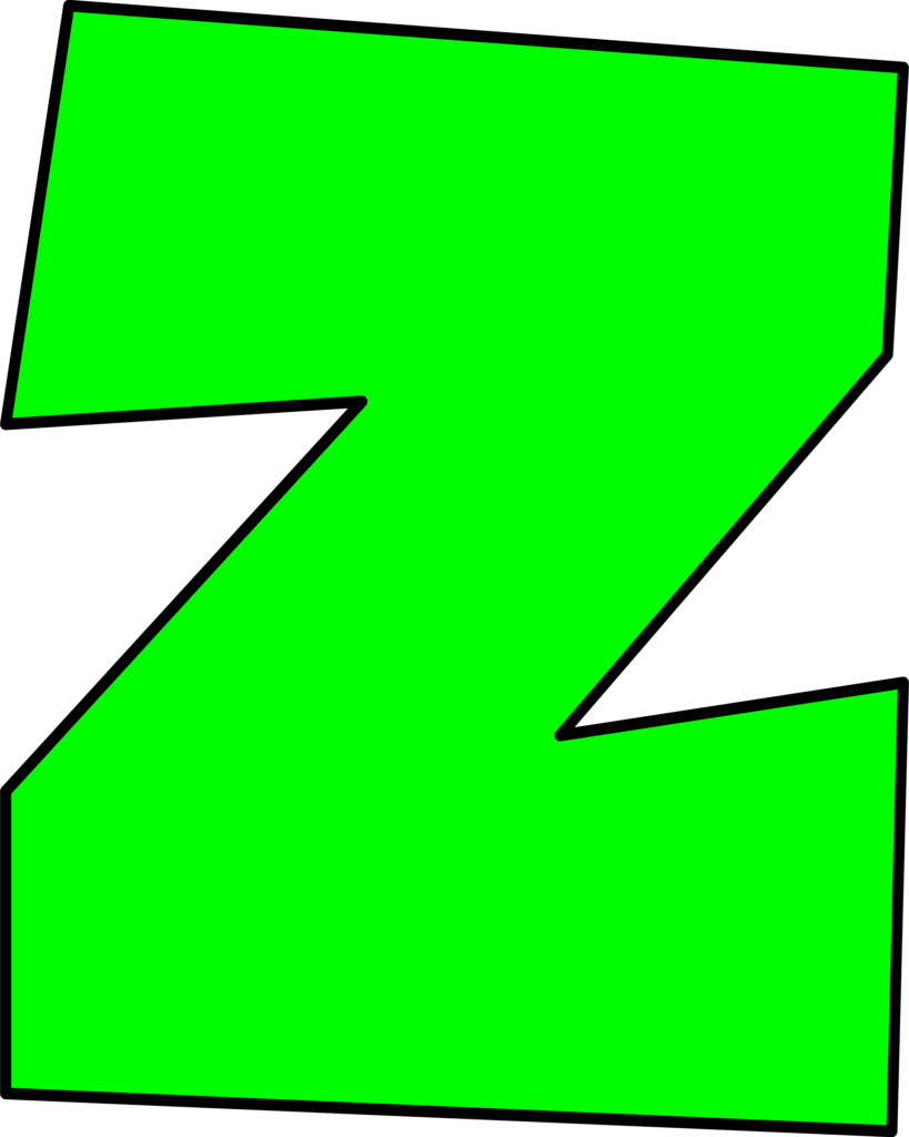 Letra Z verde estilo Super Mario. Recorte da letra Z em verde vibrante, design inspirado no universo Super Mario.