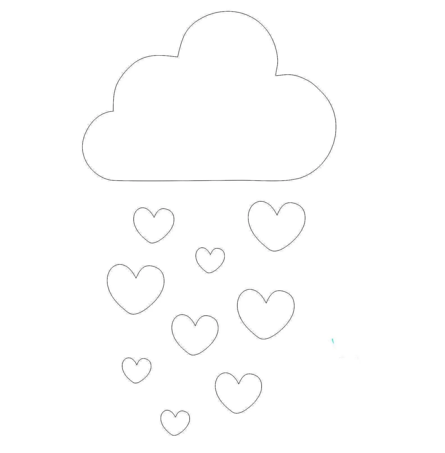 Moldes de Nuvens para imprimir Chuva De Amor Molde de nuvem com corações caindo para imprimir: Chuva de Amor.