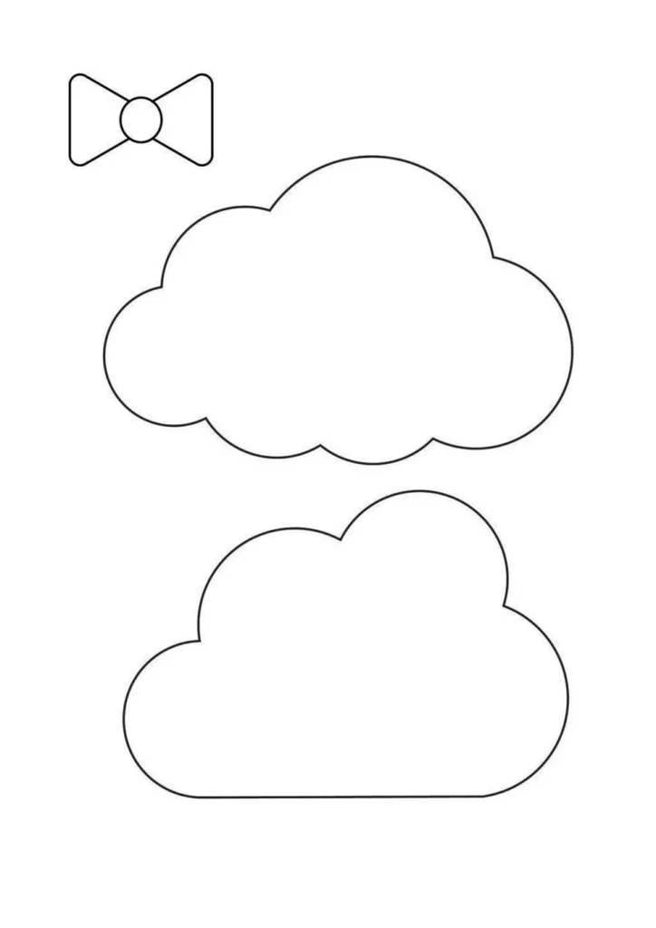 Moldes de nuvens para artesanato: dois designs diferentes com laço.