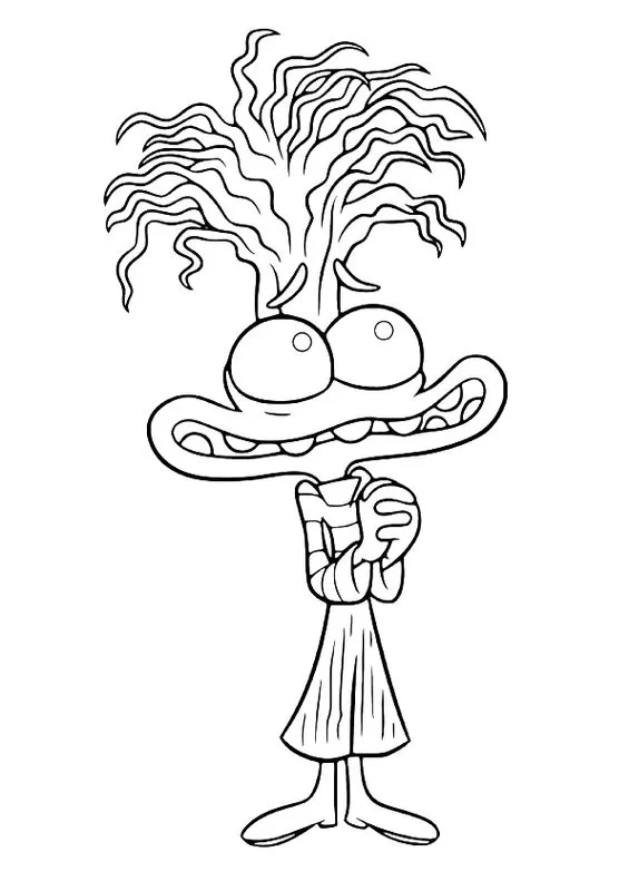 Ansiedade de Divertida Mente para colorir: desenho expressivo com listras.