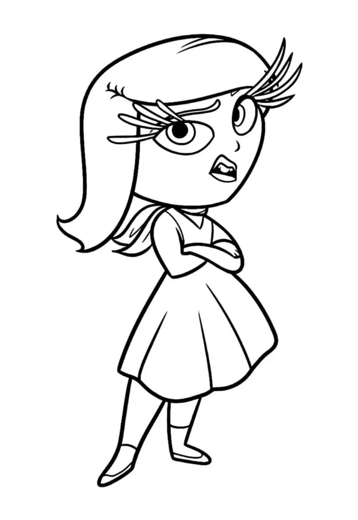 Nojinho do Divertidamente para colorir: arte da personagem com expressão de desgosto.